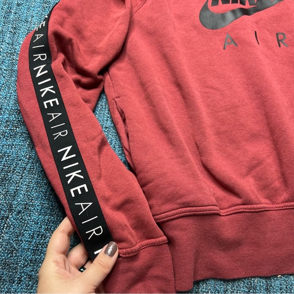 Nike Sportswear Air Hoodie Logo Strip in Maroon - Picture 4 of 8